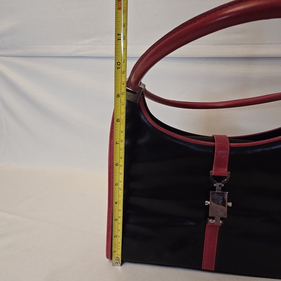 Stuart Weitzman handbag, black with red trim - Picture 10 of 12